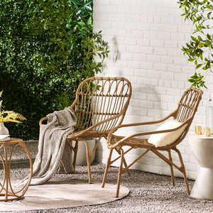 English Elm Harlem Faux Rattan Accent Chair Set of Two Bohemian Iron Frame Indoor Outdoor Seating 70654.00LBRN