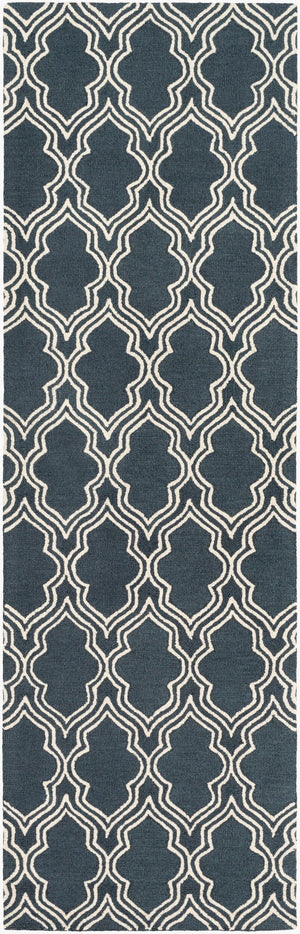 Surya Lucka Lck-2000 2'6" X 8' Handmade Wool Rug - Modern, Durable, Low Pile, Chemical-free Cleaning Option Dark Blue Wool Lck2032-268