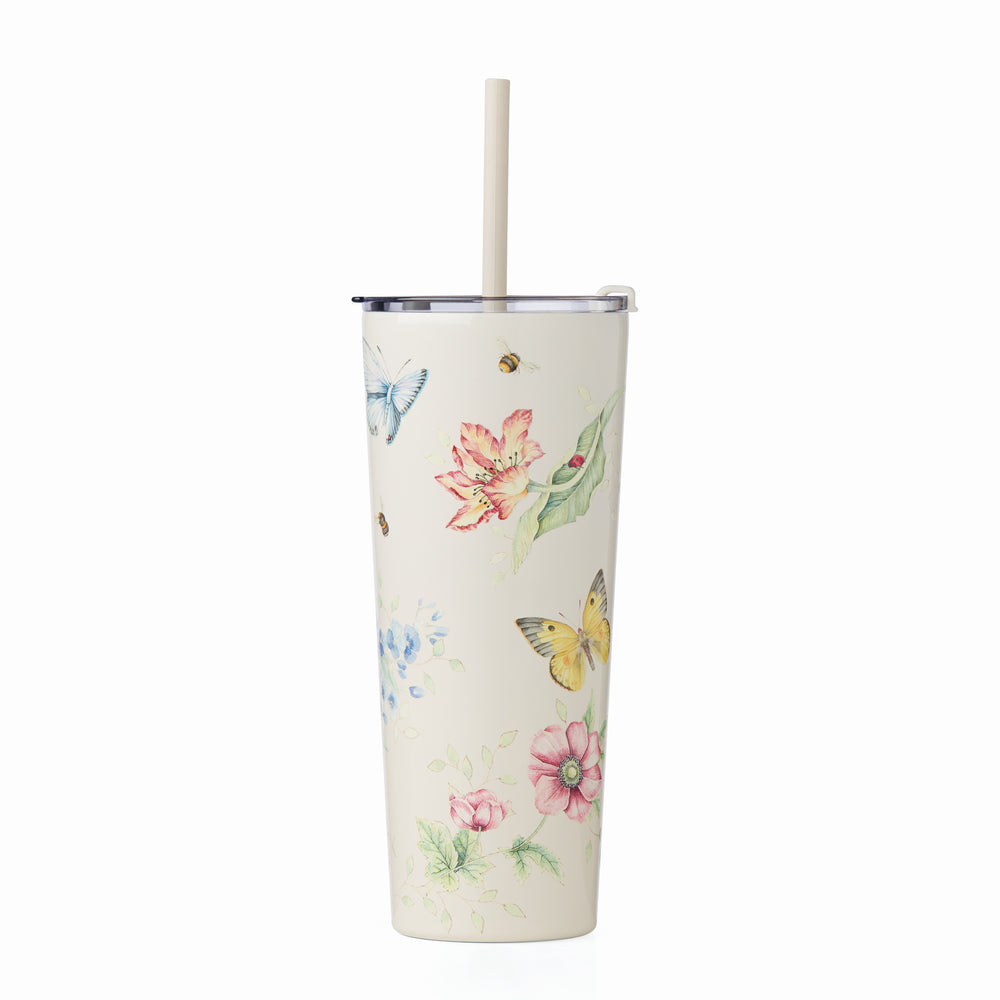 Lenox Butterfly Meadow Cream Stainless Steel Tumbler With Straw NO COLOR METAL 895736