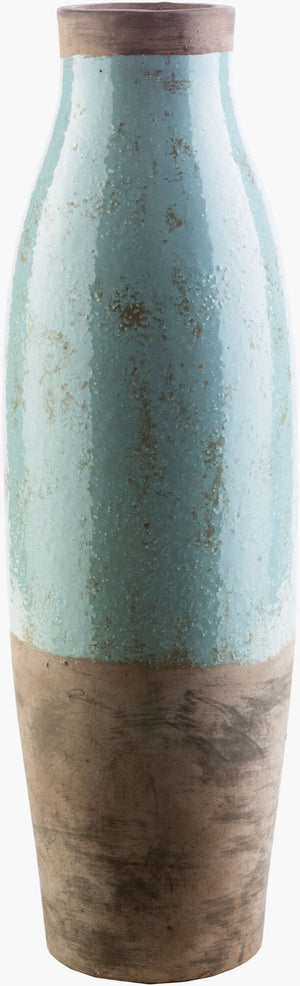 Livabliss Leclair Tall Ceramic Floor Vase Sculptural Column Accent for Entryway or Living Room Sage, Dark Brow 24"H x 7"W x 7"D LCL600-L