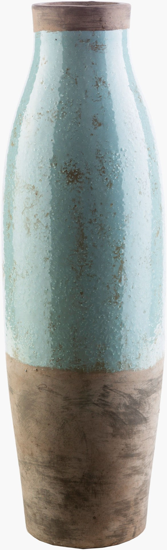 Livabliss Leclair Tall Ceramic Floor Vase Sculptural Column Accent for Entryway or Living Room Sage, Dark Brow 24"H x 7"W x 7"D LCL600-L