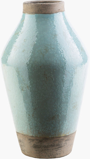 Livabliss Leclair Tall Ceramic Floor Vase Sculptural Column Accent for Entryway or Living Room Sage, Dark Brow 15"H x 9"W x 9"D LCL600-S
