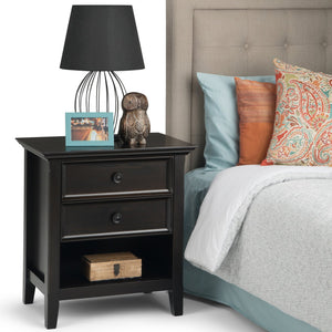 English Elm Amherst Hickory Brown Bedside Table with 2 Drawers, Solid Wood Handcrafted Finish, Transitional Style B136P159438