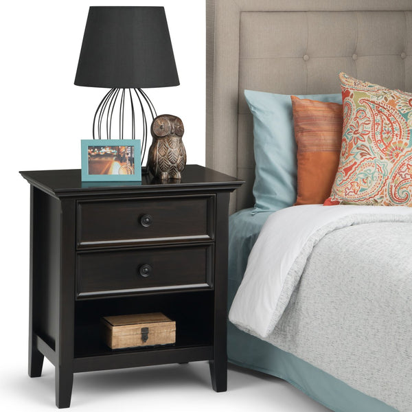 English Elm Amherst Hickory Brown Bedside Table with 2 Drawers, Solid Wood Handcrafted Finish, Transitional Style B136P159438