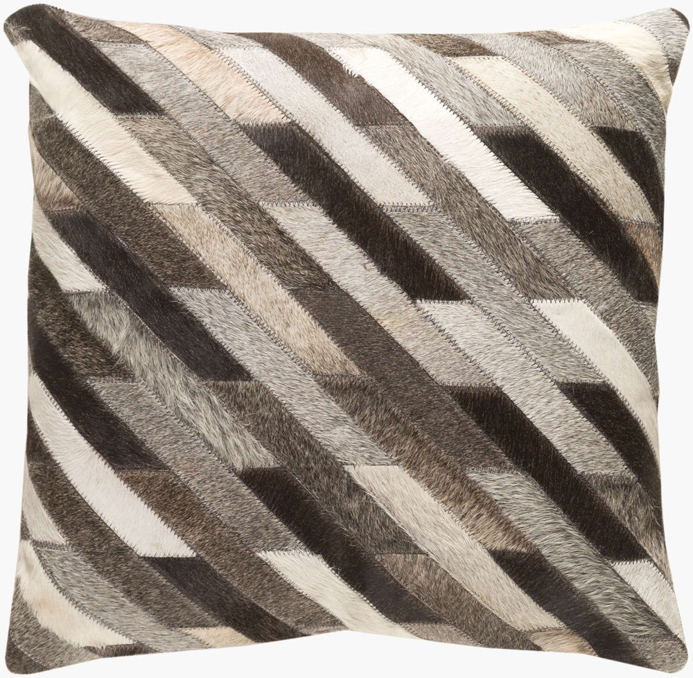 Surya Lycaon 18"X18" Handmade Accent Pillow Cover In Hair On Hide & Microsuede - Rustic Modern Charm Brown Hair On Hide,Hair On Hide Lcn003-1818