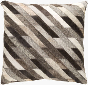 Surya Lycaon 18"X18" Handmade Accent Pillow Cover In Hair On Hide & Microsuede - Rustic Modern Charm Brown Hair On Hide,Hair On Hide Lcn003-1818