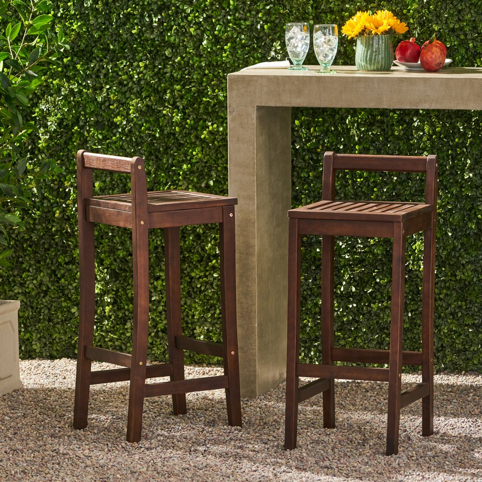 English Elm Christopher Knight Home® - RIVIERA KD Wood Barstool – Solid Acacia Brown Stool, 36.75" Seat Height, Durable Rustic Counter Seating 55135.00MAH