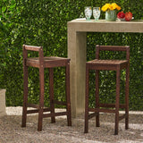 Christopher Knight Home® Riviera Wood Barstool Set - Outdoor Acacia Stools in Rich Mahogany Finish, Contemporary Design - 17.50 x 15.00 x 34.75