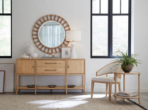 Hooker Furniture Retreat Pole Rattan Sideboard With Rope Accents, Dune Oak Veneer, Soft Pewter Hardware & Storage Light Wood 6950-75917-80