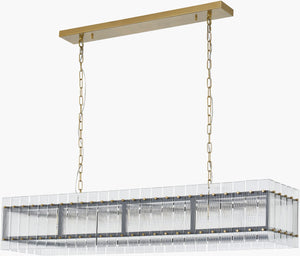 Surya Lucentra Arts and Crafts Glass Metal Chandelier Wide Ambient Light for Dining Rooms LCNT-001