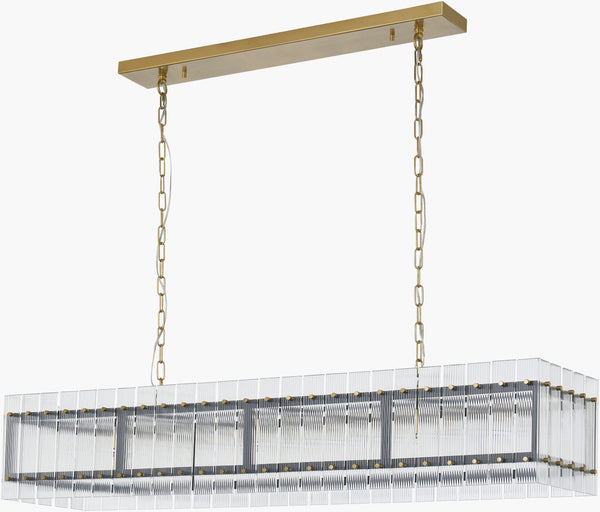 Surya Lucentra Arts and Crafts Glass Metal Chandelier Wide Ambient Light for Dining Rooms LCNT-001