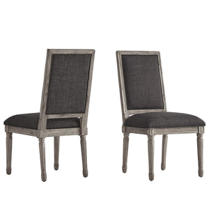 Homelegance By Top-Line Mayer Rectangular Linen and Wood Dining Chairs (Set of 2) Dark Grey Rubberwood