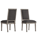 Mayer Rectangular Linen and Wood Dining Chairs (Set of 2)