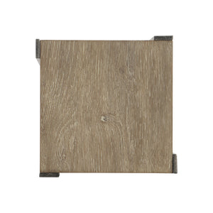 Bernhardt Bernhardt Tribeca Wire-Brushed Oak Accent Table With Textured Steel Supports And Lower Shelf Storage 333123