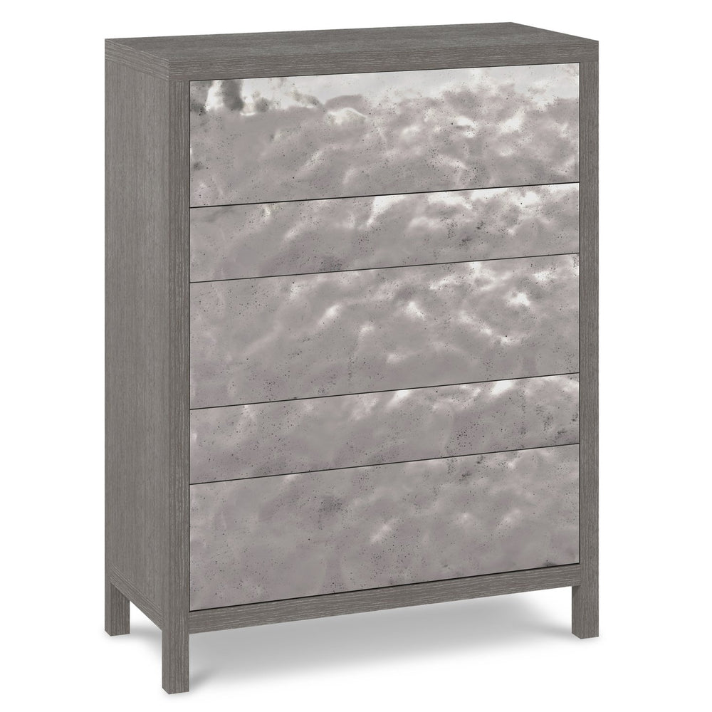 Bernhardt Bernhardt Prado Porcini Oak Tall Drawer Chest With Bright Graphite Aluminum Fronts, 5 Soft-Close Drawers 324118B