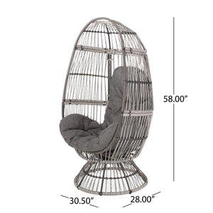 English Elm Christopher Knight Home® - RESEDA Swivel Egg Chair with Faux Rattan Basket, Water-Resistant Cushion, Handcrafted Comfort Grey+Taupe 67931.00TPDGRY