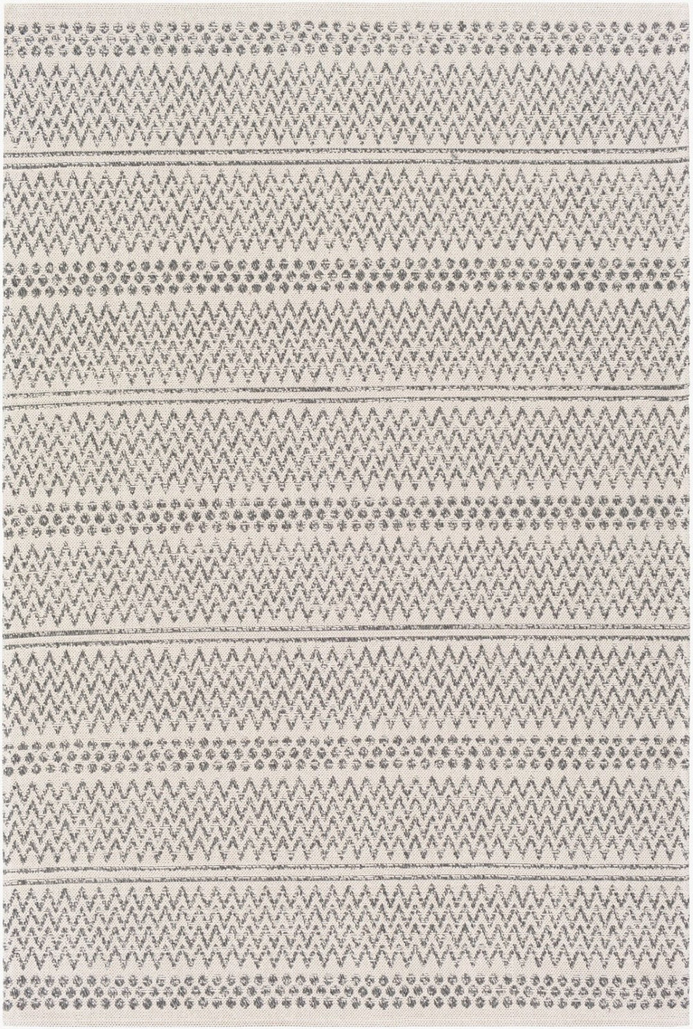 Livabliss La Casa Moroccan Geometric Flatweave Cotton Rug for Entryways and High Traffic Spaces Charcoal, White 2' x 3'9" LCS2303-2239