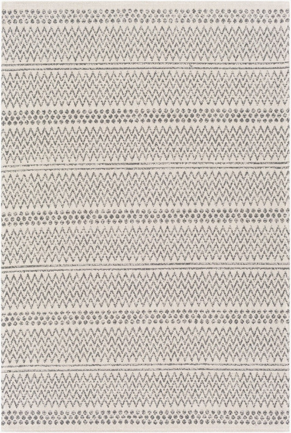 Livabliss La Casa Moroccan Geometric Flatweave Cotton Rug for Entryways and High Traffic Spaces Charcoal, White 2' x 3'9" LCS2303-2239