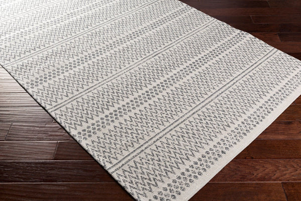 Livabliss La Casa Moroccan Geometric Flatweave Cotton Rug for Entryways and High Traffic Spaces Charcoal, White 2' x 3'9" LCS2303-2239