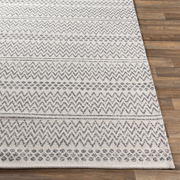 Livabliss La Casa Moroccan Geometric Flatweave Cotton Rug for Entryways and High Traffic Spaces Charcoal, White 2' x 3'9" LCS2303-2239