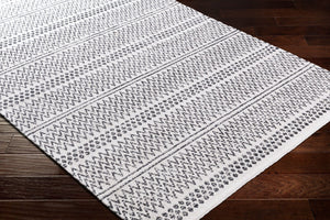 Livabliss La Casa Cotton Flatweave Rug Turkish Global Pattern for Entryway or Layered Accent Black, Cream 5' x 7'3" LCS2304-5373