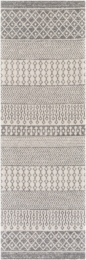 Livabliss La Casa Flatweave Cotton Accent Rug Turkish Woven Global Pattern for Entryway or Bedside Charcoal, White 2'6" x 7'3" LCS2305-2773
