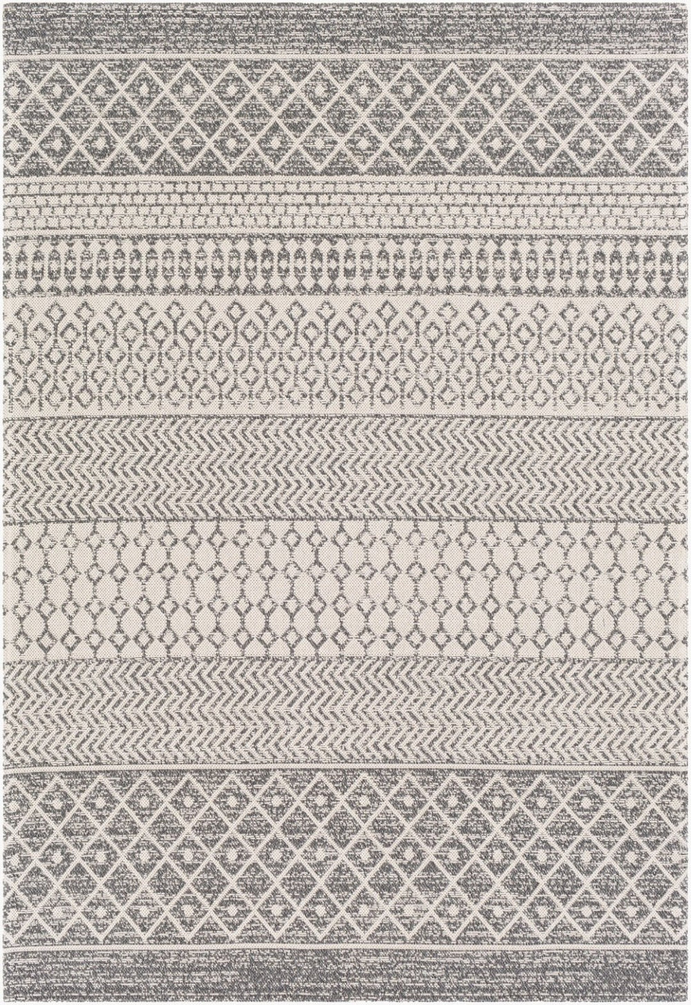 Livabliss La Casa Flatweave Cotton Accent Rug Turkish Woven Global Pattern for Entryway or Bedside Charcoal, White 2' x 3'9" LCS2305-2239