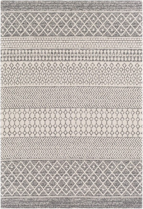 Livabliss La Casa Flatweave Cotton Accent Rug Turkish Woven Global Pattern for Entryway or Bedside Charcoal, White 2' x 3'9" LCS2305-2239
