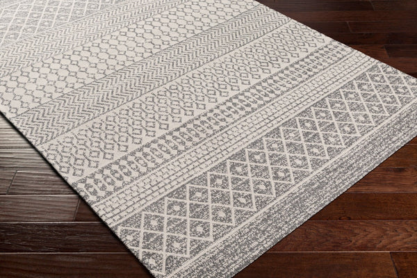Livabliss La Casa Flatweave Cotton Accent Rug Turkish Woven Global Pattern for Entryway or Bedside Charcoal, White 2' x 3'9" LCS2305-2239