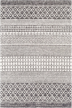 Livabliss La Casa Cotton Flatweave Area Rug Global Pattern for Living Dining or Bedroom Floors Black, Cream 5' x 7'3" LCS2306-5373