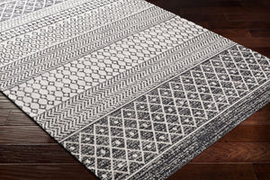 Livabliss La Casa Cotton Flatweave Area Rug Global Pattern for Living Dining or Bedroom Floors Black, Cream 5' x 7'3" LCS2306-5373