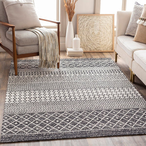 Livabliss La Casa Cotton Flatweave Area Rug Global Pattern for Living Dining or Bedroom Floors Black, Cream 5' x 7'3" LCS2306-5373