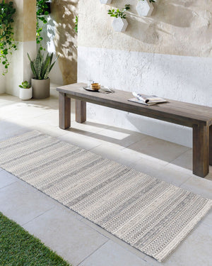 Livabliss La Casa Flatweave Cotton Runner Moroccan Geometric Pattern Hallway Entryway Rug Light Slate, Ch 2'6" x 7'3" LCS2309-2773