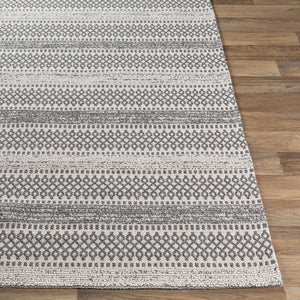 Livabliss La Casa Flatweave Cotton Runner Moroccan Geometric Pattern Hallway Entryway Rug Light Slate, Ch 6'4" x 9' LCS2309-679