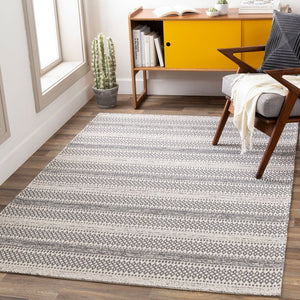 Livabliss La Casa Flatweave Cotton Runner Moroccan Geometric Pattern Hallway Entryway Rug Light Slate, Ch 6'4" x 9' LCS2309-679