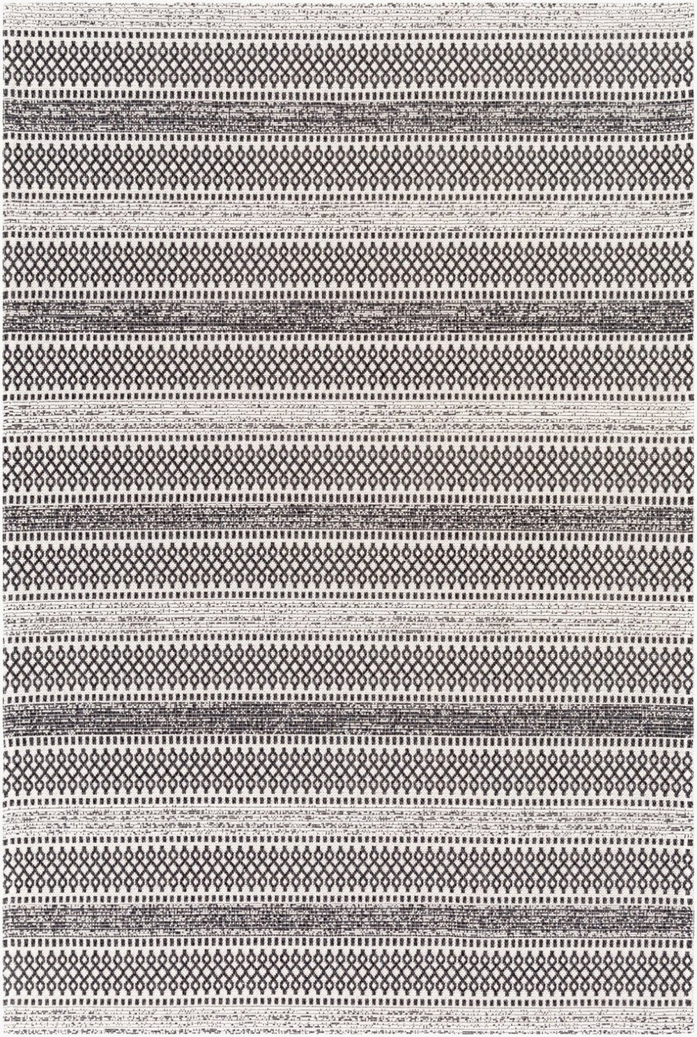 Livabliss La Casa Flatweave Cotton Area Rug Moroccan Geometric Pattern for Living Room Black, Cream 6'4" x 9' LCS2310-679