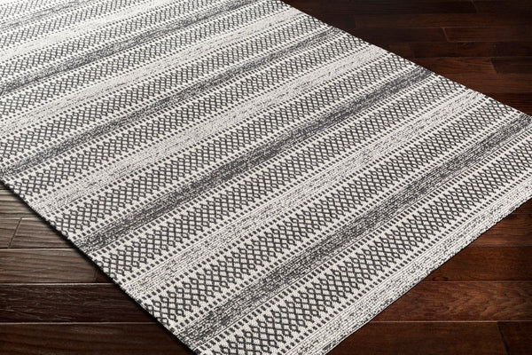 Livabliss La Casa Flatweave Cotton Area Rug Moroccan Geometric Pattern for Living Room Black, Cream 7'7" x 10'2" LCS2310-710102