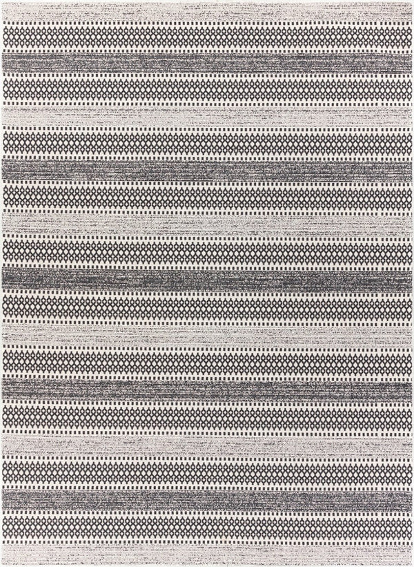 Livabliss La Casa Flatweave Cotton Area Rug Moroccan Geometric Pattern for Living Room Black, Cream 7'7" x 10'2" LCS2310-710102