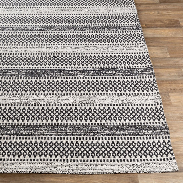 Livabliss La Casa Flatweave Cotton Area Rug Moroccan Geometric Pattern for Living Room Black, Cream 7'7" x 10'2" LCS2310-710102