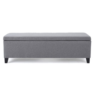 English Elm Ottoman Bench Seat with Lift Top Hidden Storage Polyester Upholstered Entryway Piece Grey 60159.00GRY