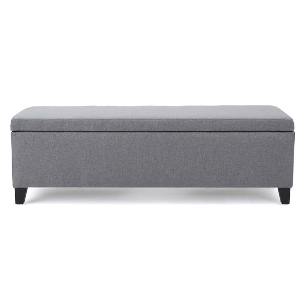 English Elm Ottoman Bench Seat with Lift Top Hidden Storage Polyester Upholstered Entryway Piece Grey 60159.00GRY
