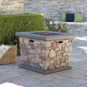 Christopher Knight Home® - Noble House - Carson Outdoor Square Fire Pit, Stone