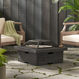 Christopher Knight Home® - Noble House - Bolton Outdoor Lightweight Concrete Wood Burning Square Fire Pit, Gray