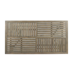 English Elm Ectangular Solid Acacia Outdoor Dining Table Slatted Top Seats Six Patio Gatherings 57488.00GRY