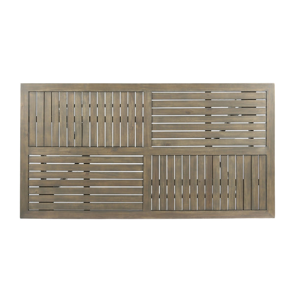 English Elm Ectangular Solid Acacia Outdoor Dining Table Slatted Top Seats Six Patio Gatherings 57488.00GRY