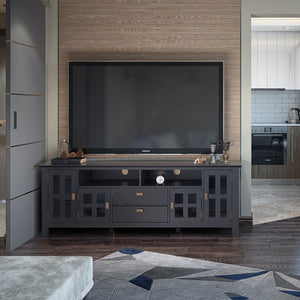 English Elm Artisan 72" Black Tv Media Stand - Elegant Solid Wood Design With Glass Doors & Ample Storage Space B136P158698