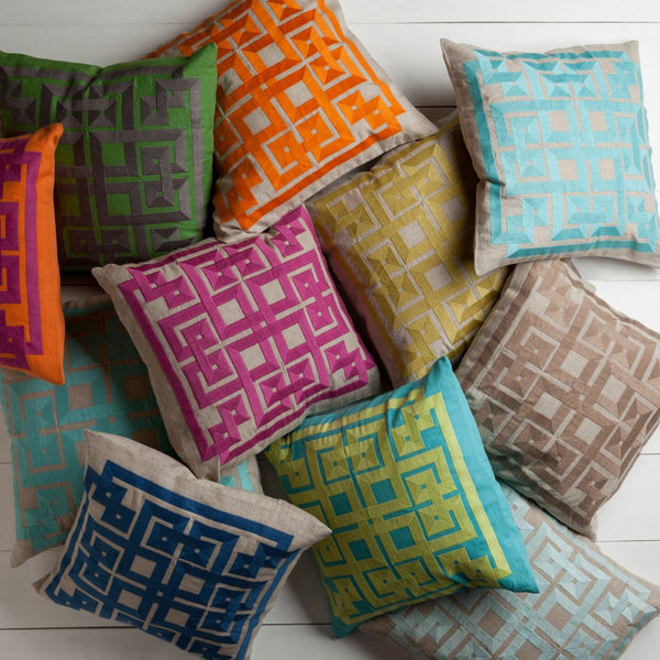 Surya Gramercy Woven Linen Accent Pillow Global Pattern Handcrafted Bohemian Sofa Decor LD001-2020P