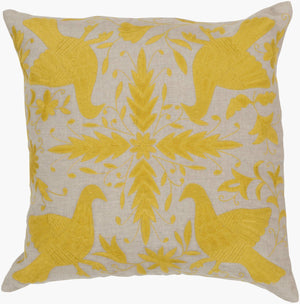 Surya Otomi 18"L X 18"W Colorful Accent Pillow - Embroidered Linen Design Inspired By Mexican Artistry Grass Green Linen Ld017-2222d
