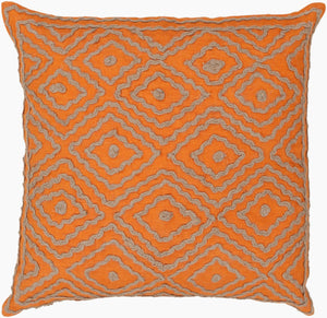 Surya Atlas 18"L X 18"W Luxurious Linen Accent Pillow – Elegant Home Decor With Unique Design, Spot Clean! Orange Linen Ld029-2020d