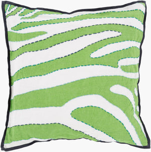 Surya Zebra Ld-039 18" X 18" Stylish Accent Pillow - Modern Linen Design For Chic Home Decor Revamp Green Linen Ld040-2222p